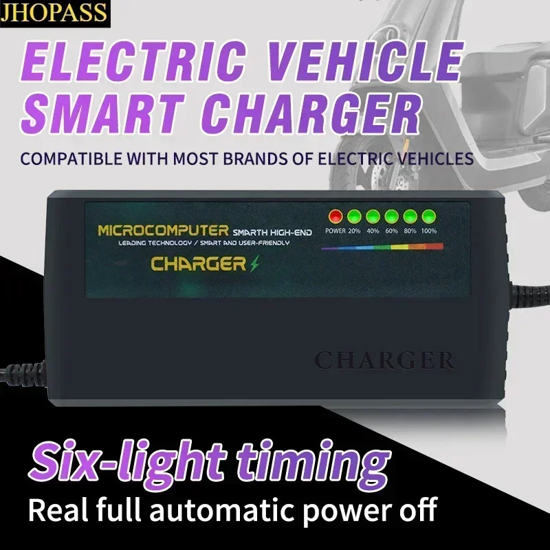 HD Smart 60V 40AH-45AH 6LED AGM GEL Lead Acid Battery Charger for Motorcycle E-bike Scooter AC110V-220V with EU AU US UK Plug