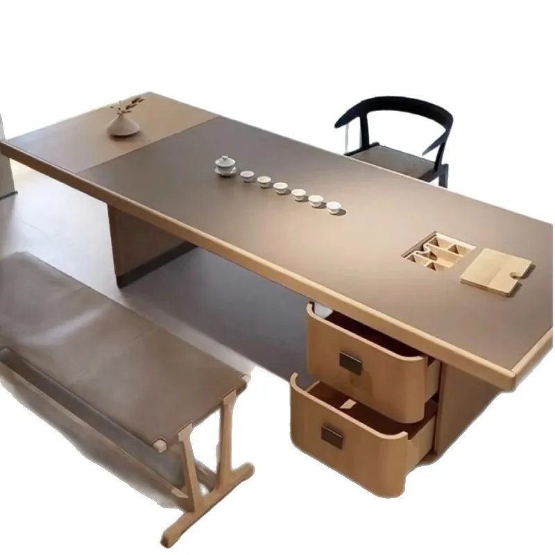 

Solid wood tea table and chair combination high-end modern simple office new tea table