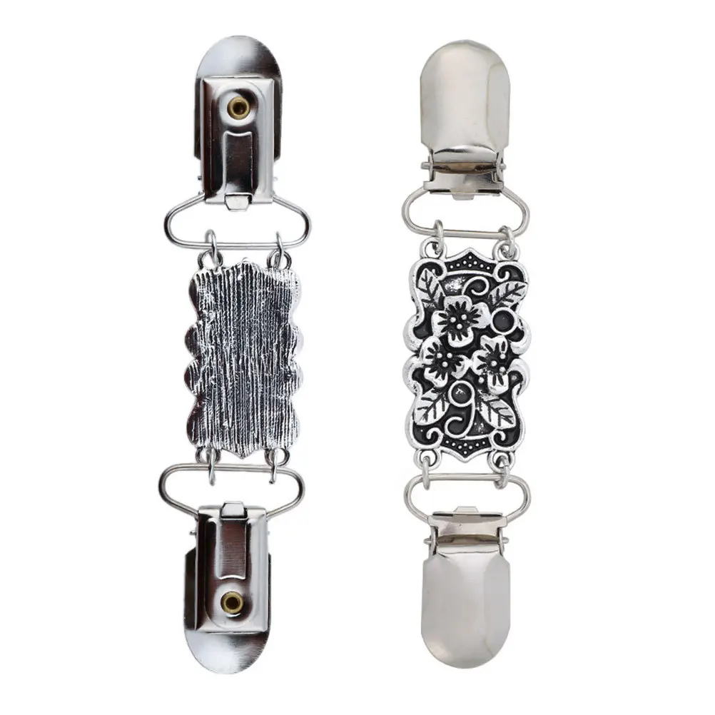 

2Pcs Vintage Scarf Buckle Retro Cardigan Clips Decorative Sweater Clips for Shawl Collar Dress Up Metal Clothes Buckle