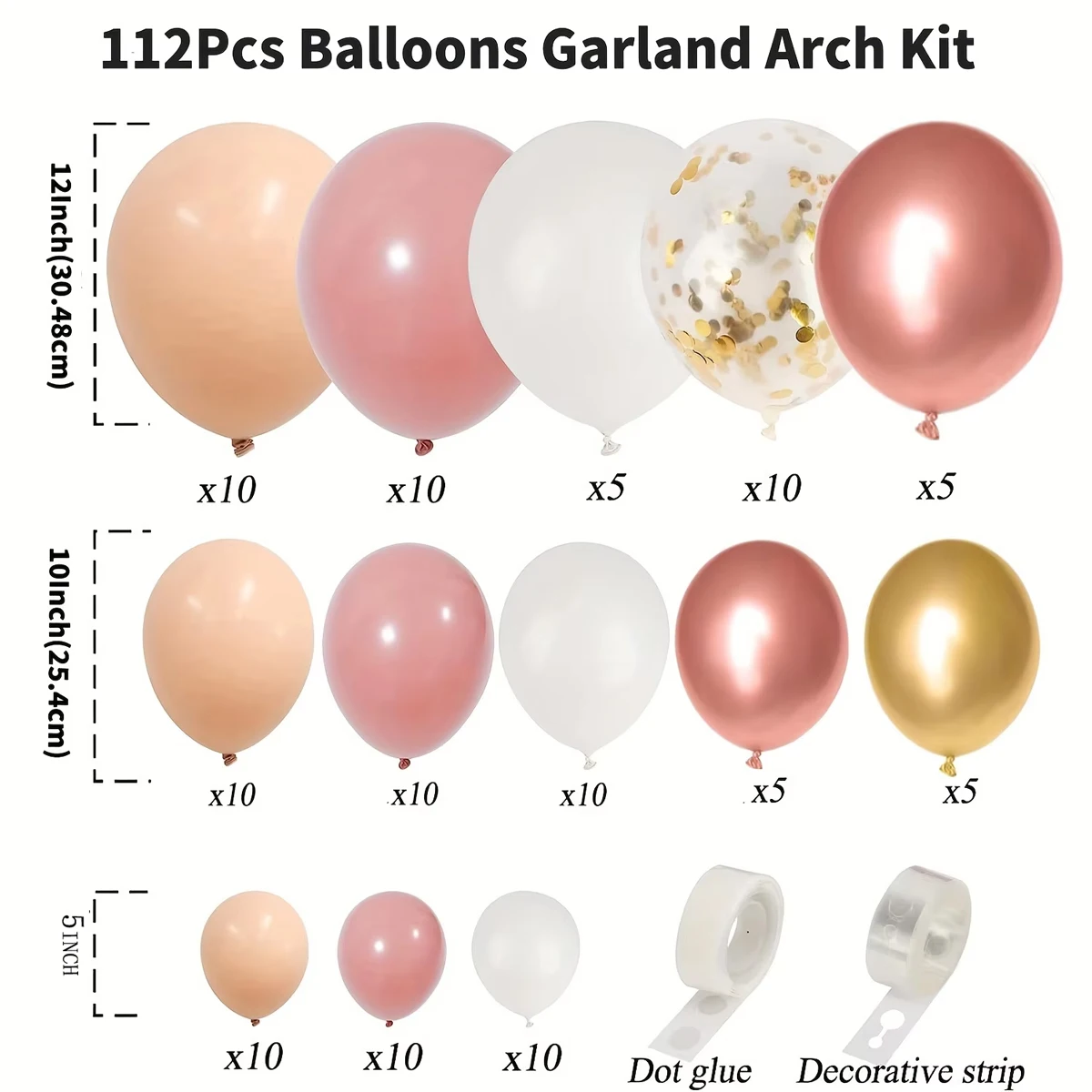 112pcs Boho Balloons Garland Arch Kit Blush Pink Nude Rose Gold for Baby Shower Wedding Birthday Party Decorations view 2