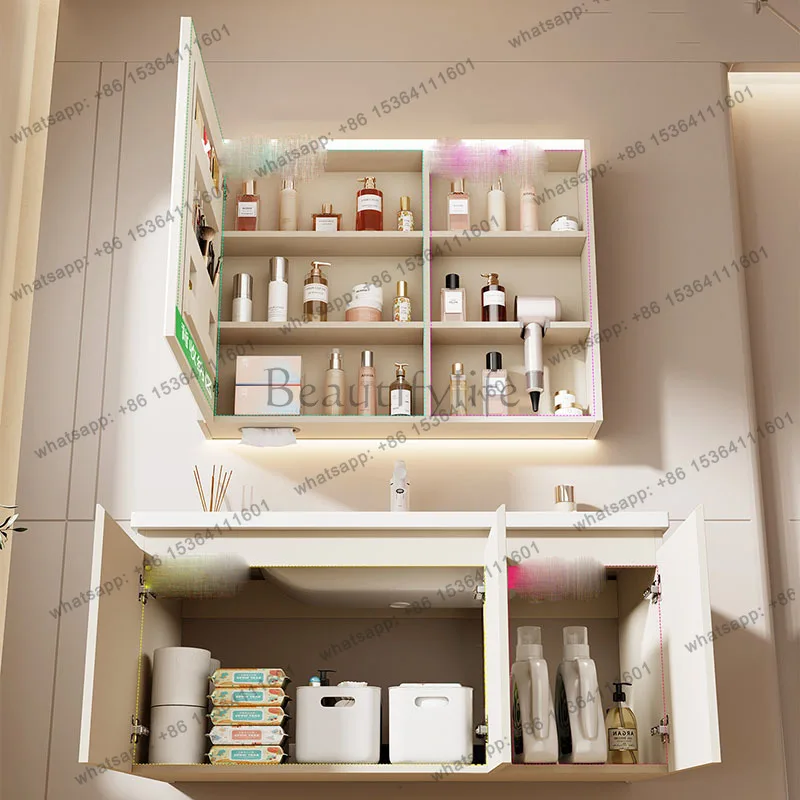 FG Toilet Display Bathroom Cabinet Storage Organizer Partitions Space Saver Luxury Modern Cupboard Mirror Gabinete Home Furnitur