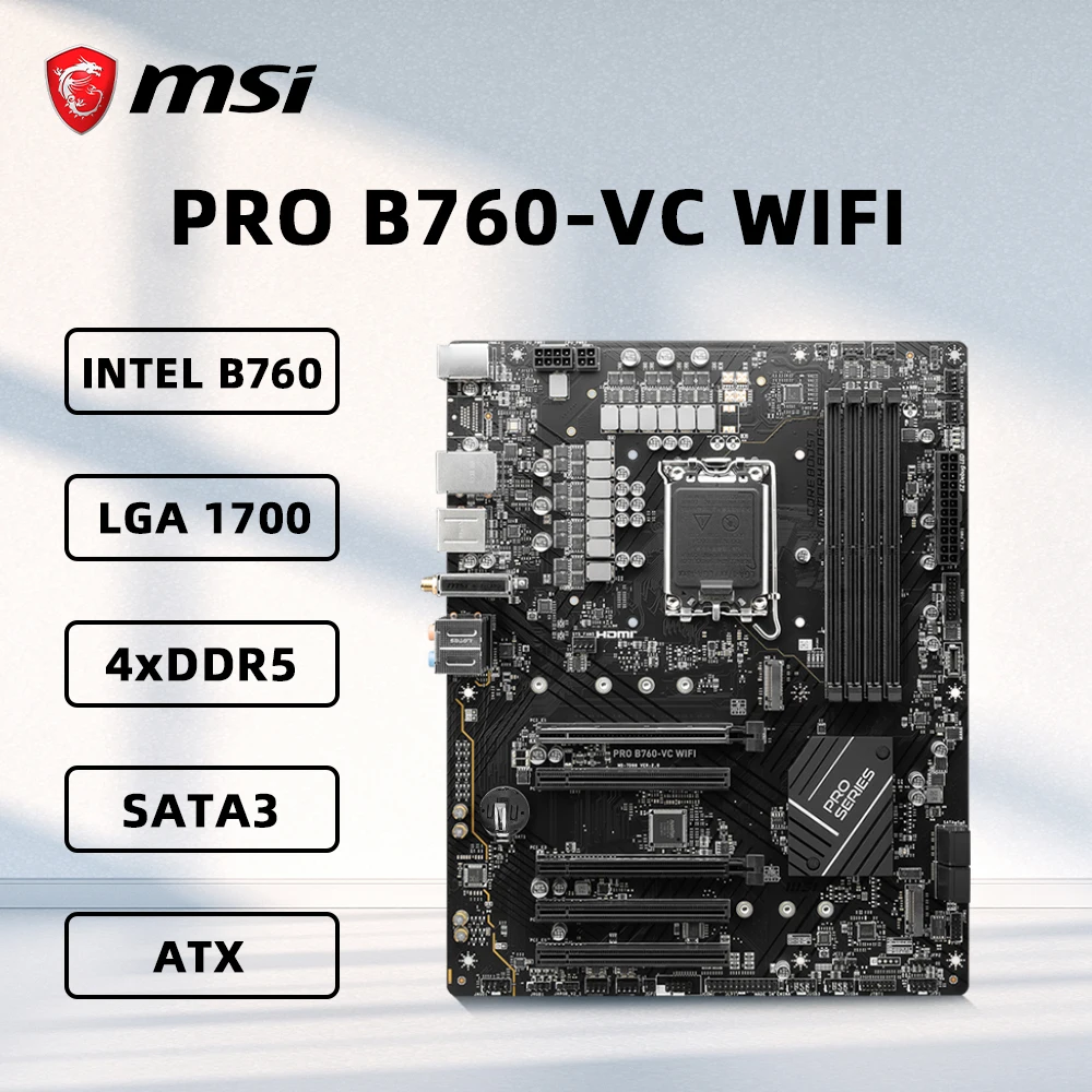 Msi pro B760-VC wifi placa-mãe suporte 14900kf 13900k 12900k 12600k 12400f 12100f cpu ddr5 6800mhz 256gb hdmi nvme m.2 atx