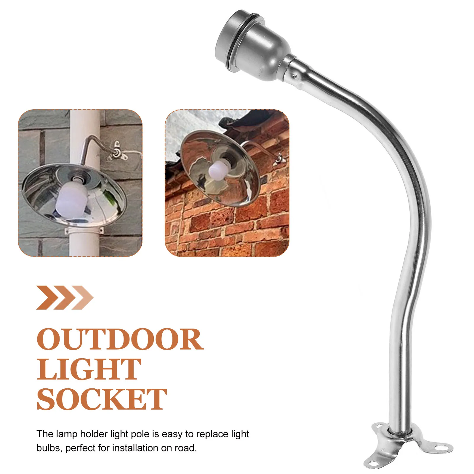 Stainless Steel Lamp Pole Base Socket Sockets Post Light Fixture Holder Bulb Water Proof