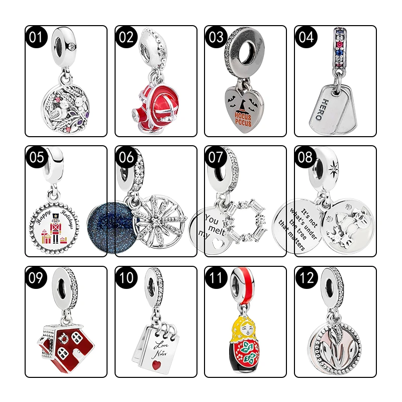 925 Silver Pendants Charms For Women Jewelry Making Firefighter Hero Dog Tag Nutcracker Ice Christmas Love Notes Matryoshka Doll