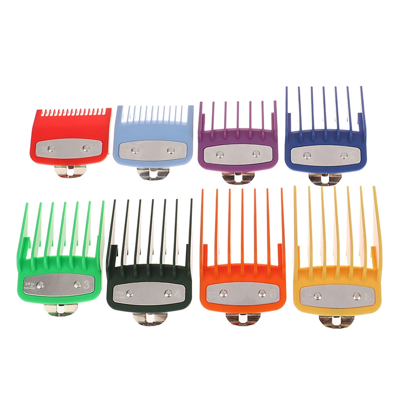 8 Pcs/lot Brand New Professional Hair Clipper Limit Comb Cutting Guide Combs 1.5/3/4.5/6/10/13/19/25MM Set Barber Accessories