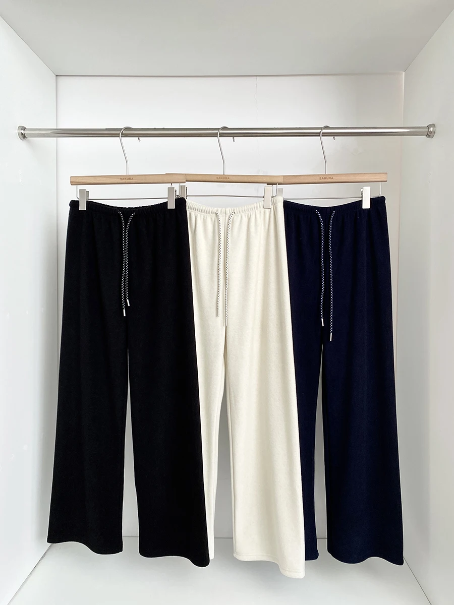 High Waist Fleece Lined Straight Leg Casual Pants Women's Fashion Commute Style Autumn Winter New Korean Version All Match Lo...