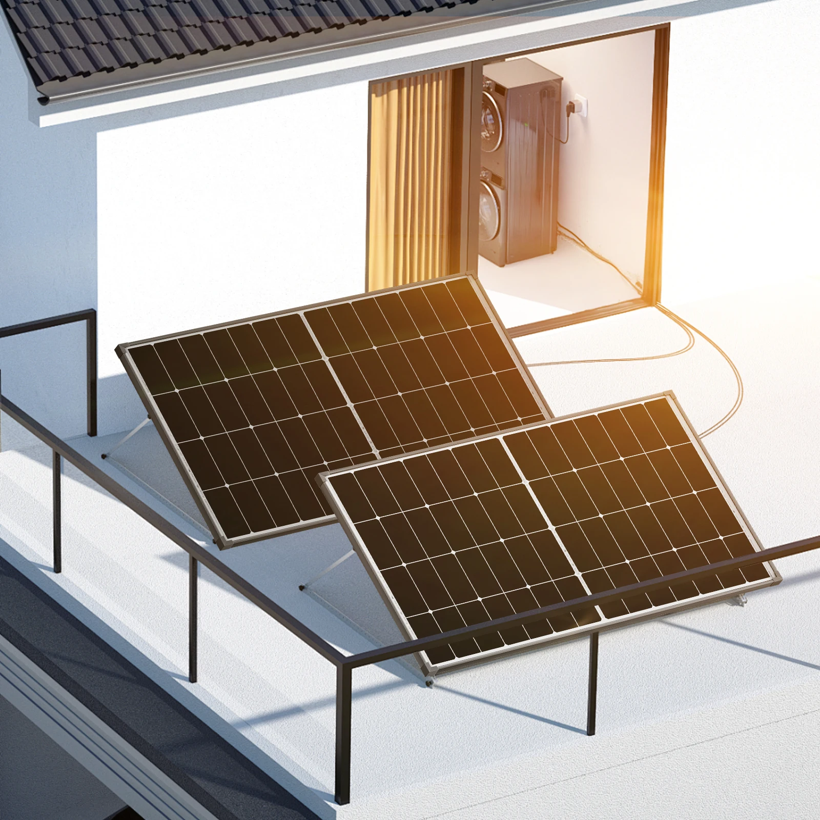 

WERCHTAY 300 W Solar Panel 10BB N-Type 25% High Efficiency Monocrystalline for RV Home Rooftop Power Station Off Grid Systems