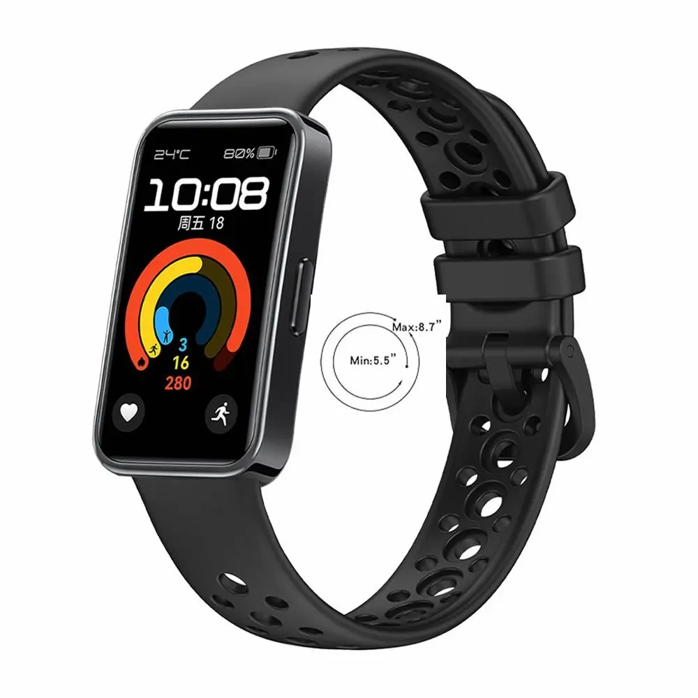 Neues Ersatz Silikon Uhren armband atmungsaktives Mesh Design Armband Schnalle Smart Watch Armband für Huawei Band