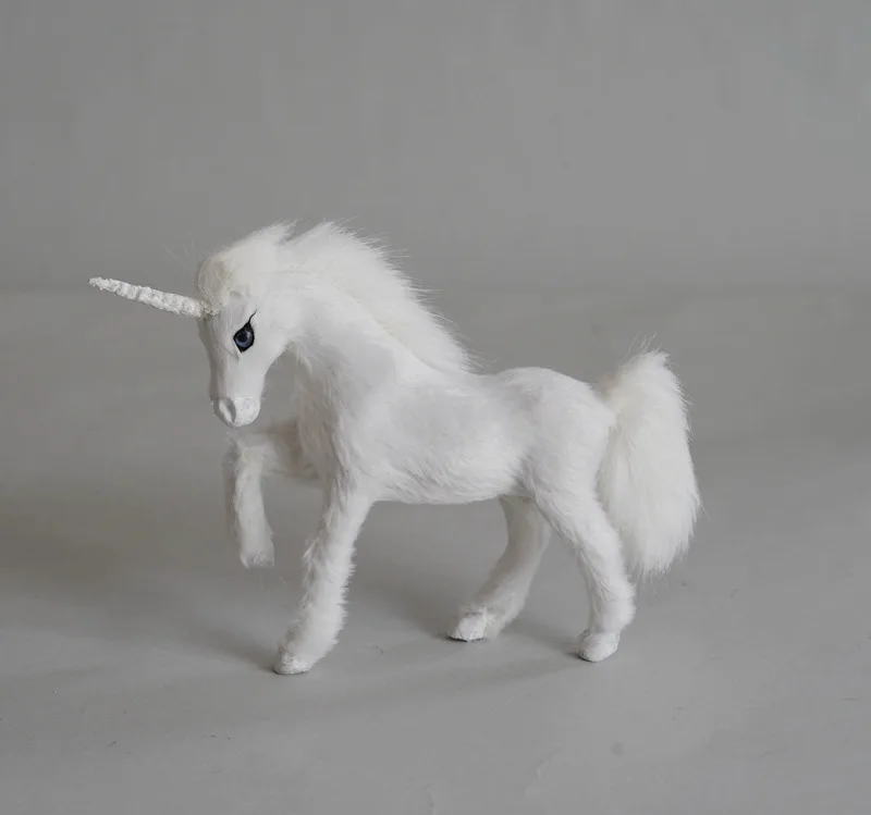 Simulation Unicorn Model plastic&furs Unicorn Craft Home Desk Decoration Gift d0788