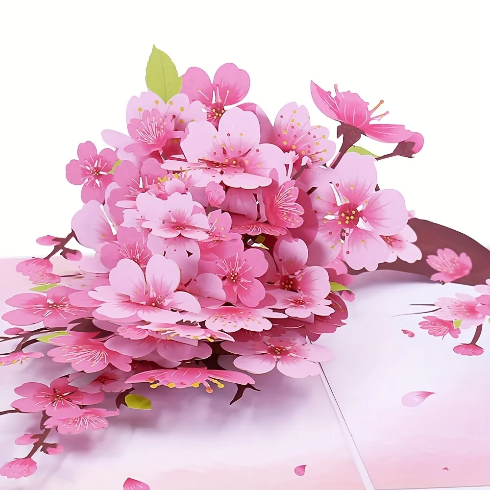 

Peach Blossom 3D Pop-Up Greeting Card with Envelope & Note Card, Romantic Holiday Gift for Mother'S Day, Valentine's, Birthdays