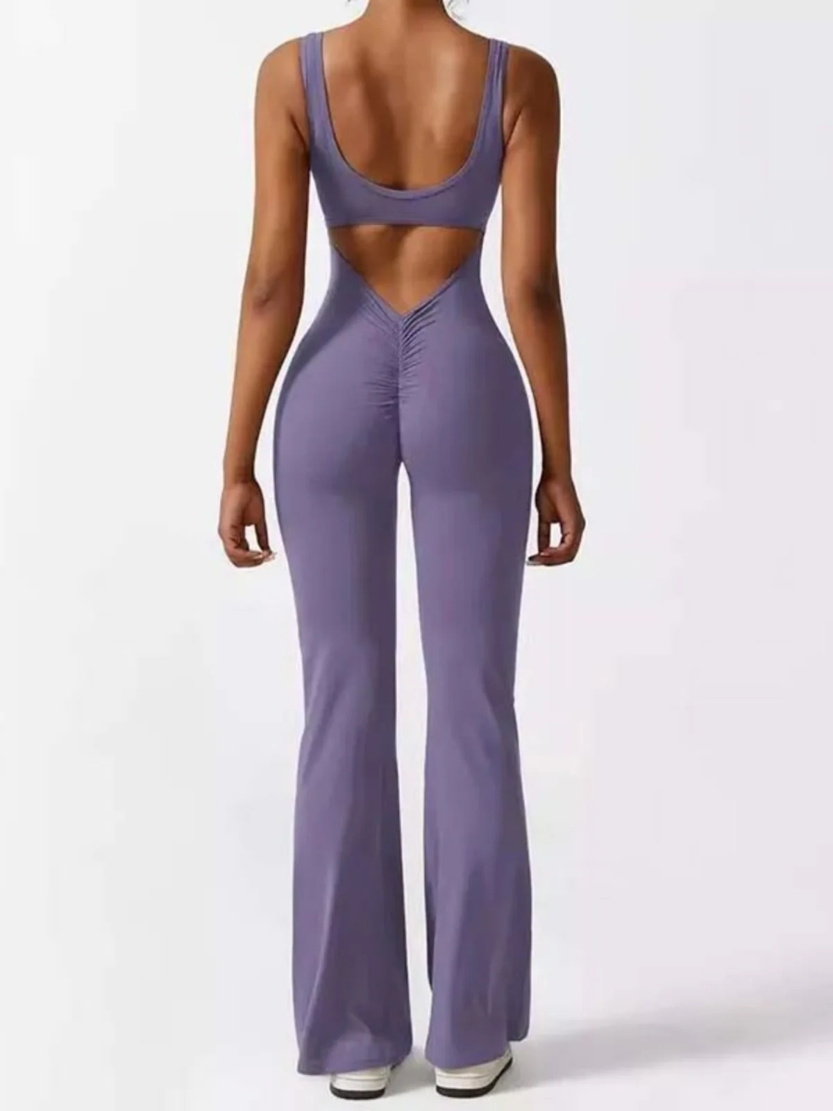 バールヒップリフティングジャンプスーツ レディース ストリート系 カジュアルパンツ l ウエストフレア レッグ 無地 ストレートチューブ