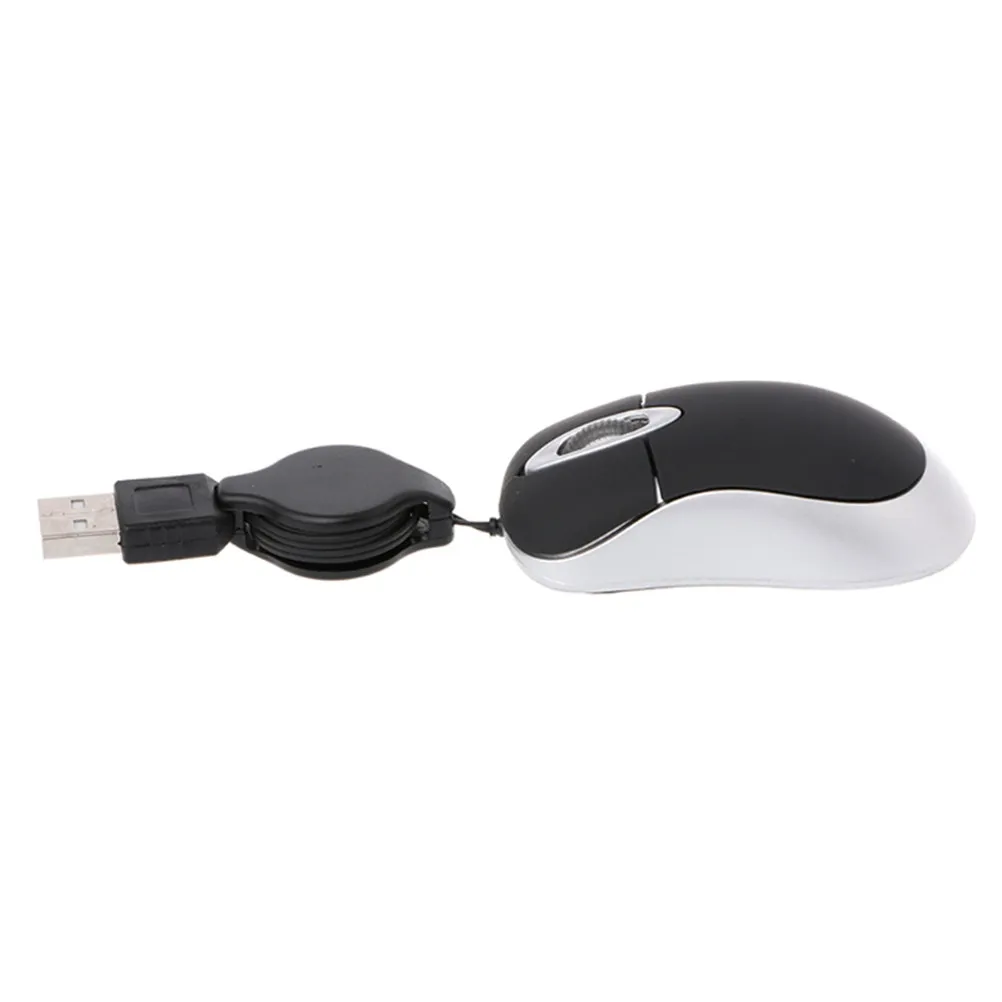 2Pcs Retractable USB Optical Mouse Mini Size Ergonomic Comfort Dual-Hand Use Space Saving for Laptop Bag Travel Pc