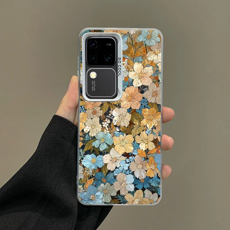 

For Samsung S24 S23 Ultra Plus FE S25 S22 Ultra Plus S21 FE Phone Case Pink Purple Flower Floral Petal Shockproof Laser Covers