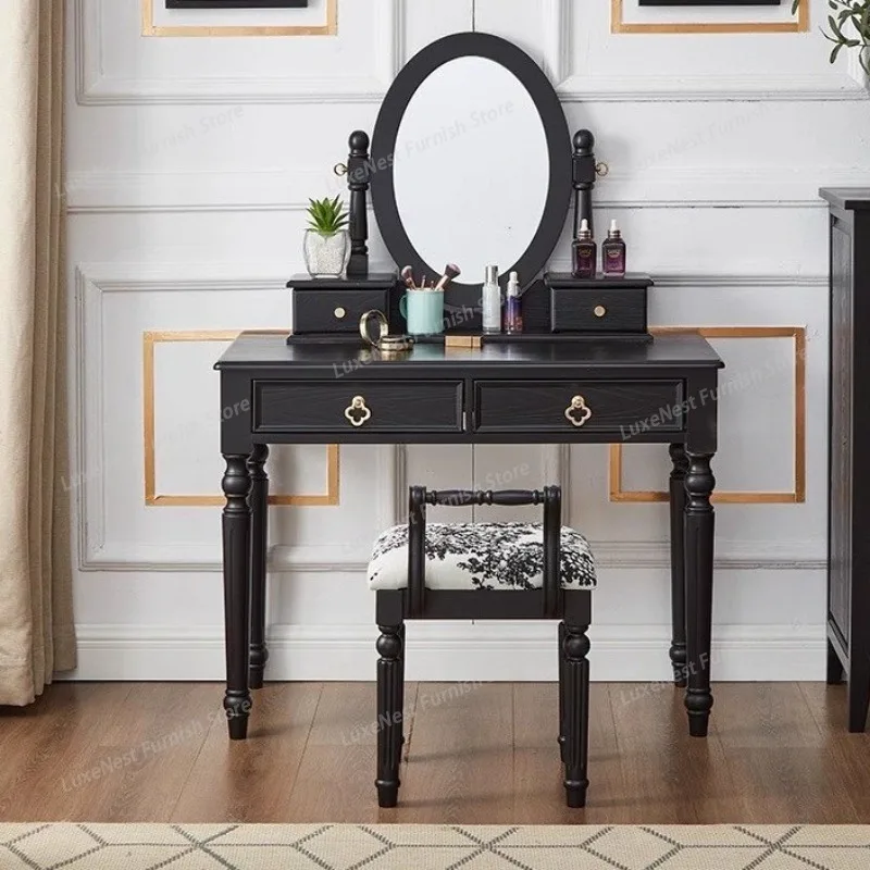 

Natural Storage Vanity Table Drawer European Wood Adult Salon Makeup Cabinet Modern Full Set Penteadeira Feminina Furniture