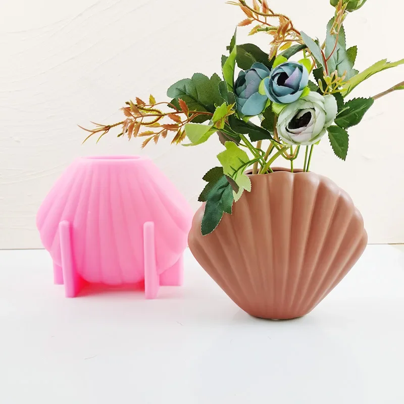

3D морская ракушка гребешок цветочный горшок силиконовая форма DIY креативный ракушка декоративные украшения держатель для ручек форма
