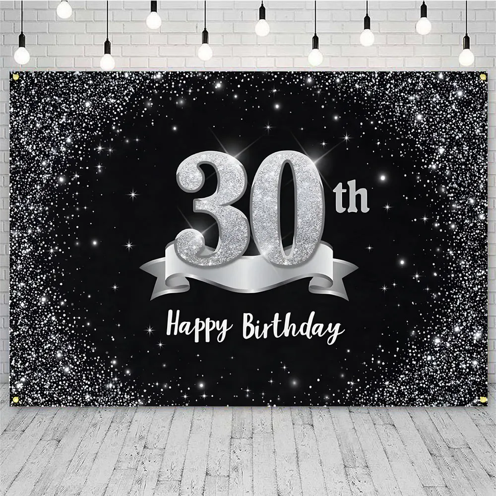 الذهب الأسود 30th الكبار عيد ميلاد راية الرايات أعلام 30 سنة كعكة القبعات العالية عيد ميلاد اللاتكس بالونات عيد ميلاد سعيد ديكور حفلة عيد ميلاد