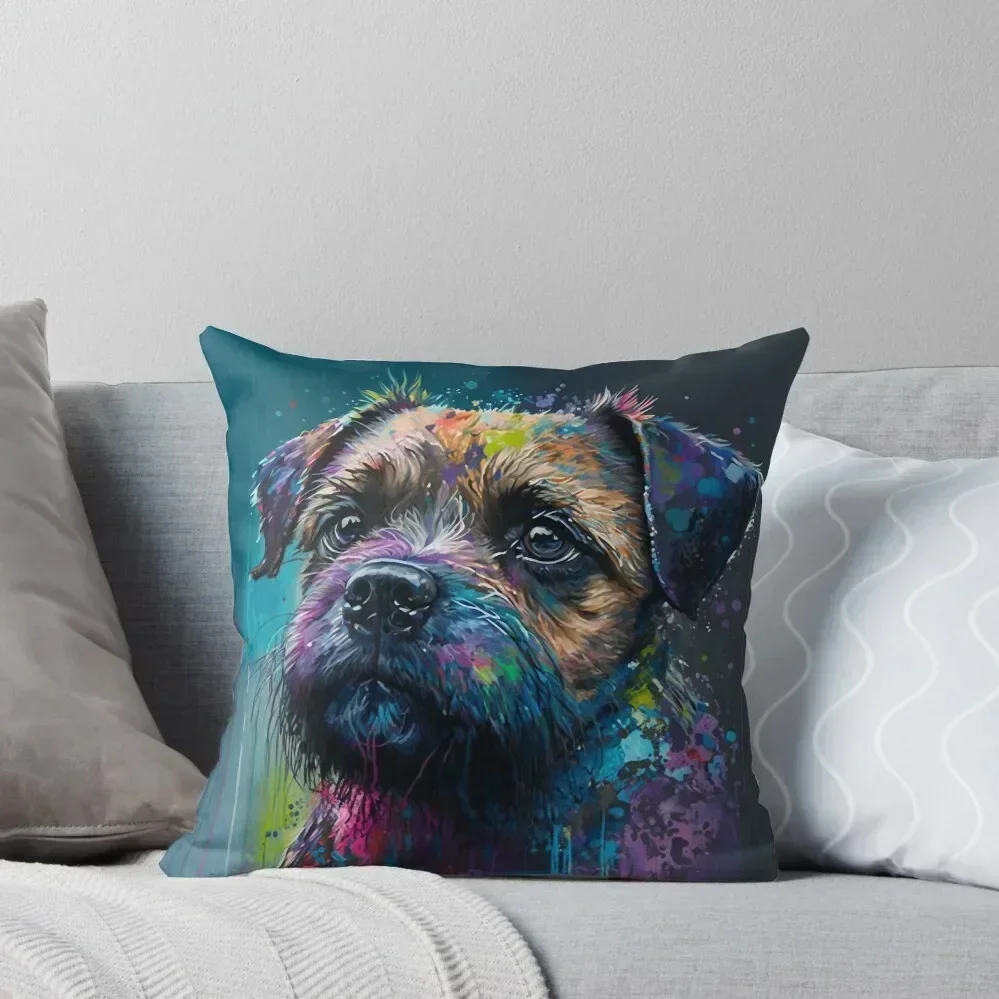 Border Terrier Synesthetic Splash Painting Throw Pillow pillow cover christmas Cushion Child pillow