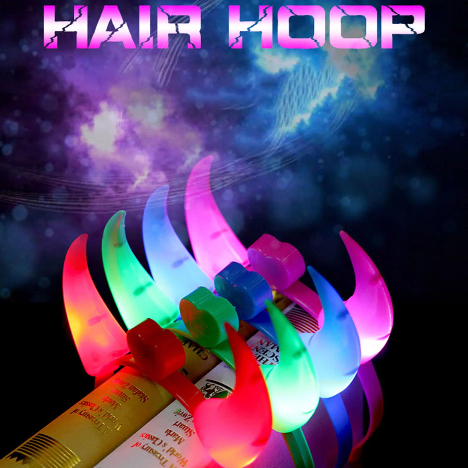 هالوين توهج القرن الشيطان زي عقال تضيء Led إكسسوارات الشعر للنساء زي الحفلات التنكرية