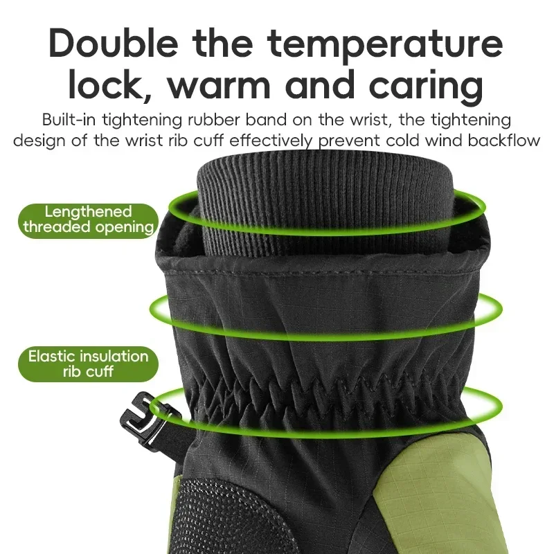 ROCKBROS invierno esquí impermeable nieve mantener caliente guantes a prueba de viento guantes de Snowboard pantalla táctil polar guantes de montar en Motor