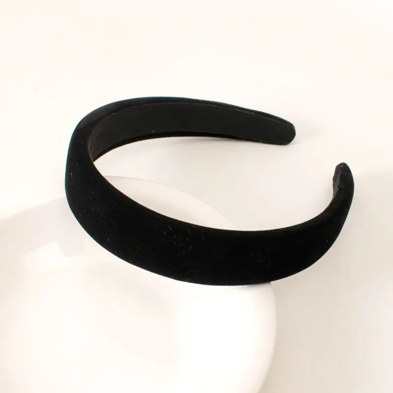 Vintage Black Flocking Hairbands For Women Velvet Sponge Headband Thickened Makeup Christmas Hair Accessories