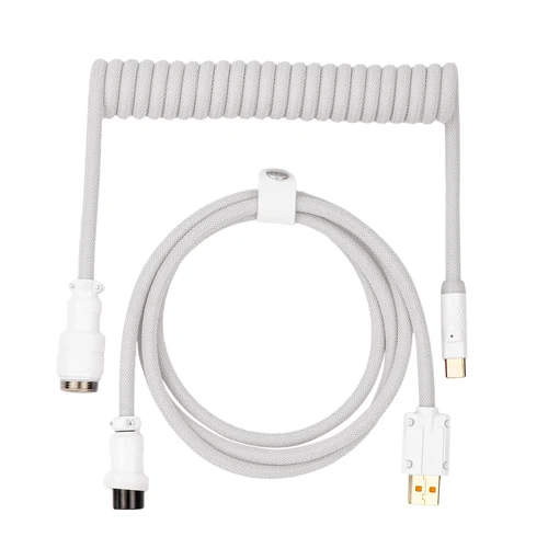 Imagen 2 del producto EPOMAKER Mix Pro Cable USB C en espiral Cable de doble manga de 1,5 m para teclado mecánico con conector aviador desmontable de 4 pines