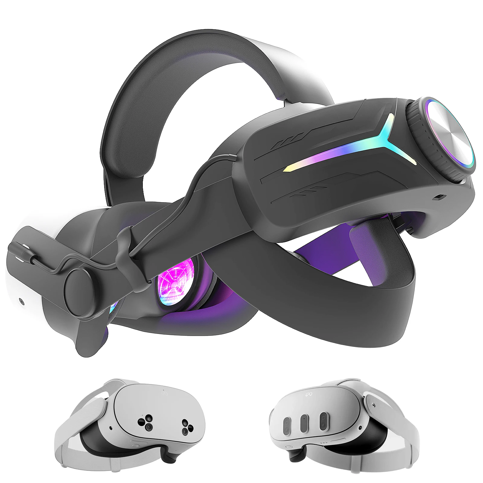 

mtomatovr For Meta Quest 3/3S Rechargeable RGB Elite Head Strap with Battery Adjustable for Oculus Quest 2 3 3S VR Accessories