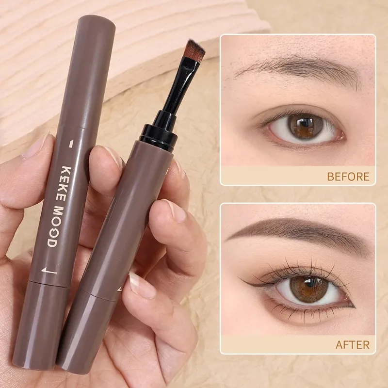 Wodoodporny kremowy ołówek do farbowania brwi z pędzelkiem Naturalny trwały nierozmazujący się brązowo-szary Setting Dye Eye Brow Pen Makeup Cosmetic