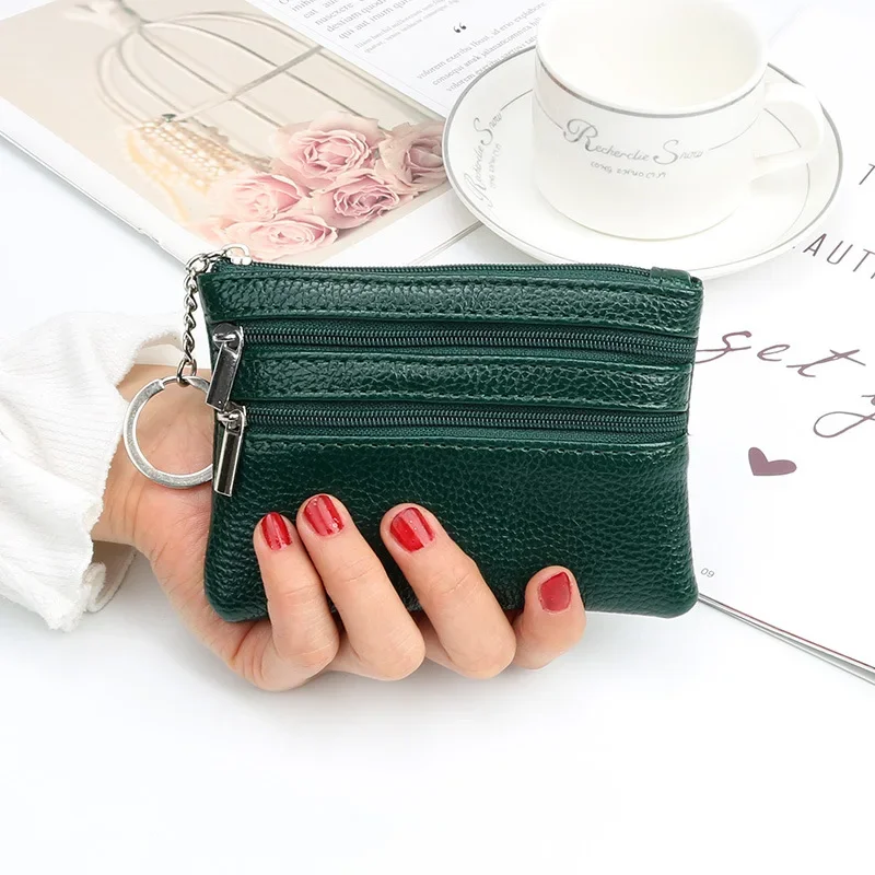 Fashion PU Leather Women\'s Wallet Purse Two/Three Zippers Coin Purse Coin Wallet Keychain Card Holder Change Purses