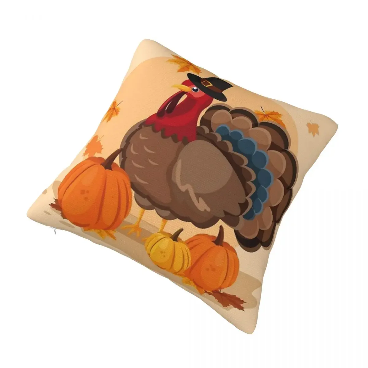 Happy Thanksgiving Pilgrim Turkey Square Pillowcase Polyester Pillow Cover Velvet Cushion Decor Comfort Throw Pillow For Home