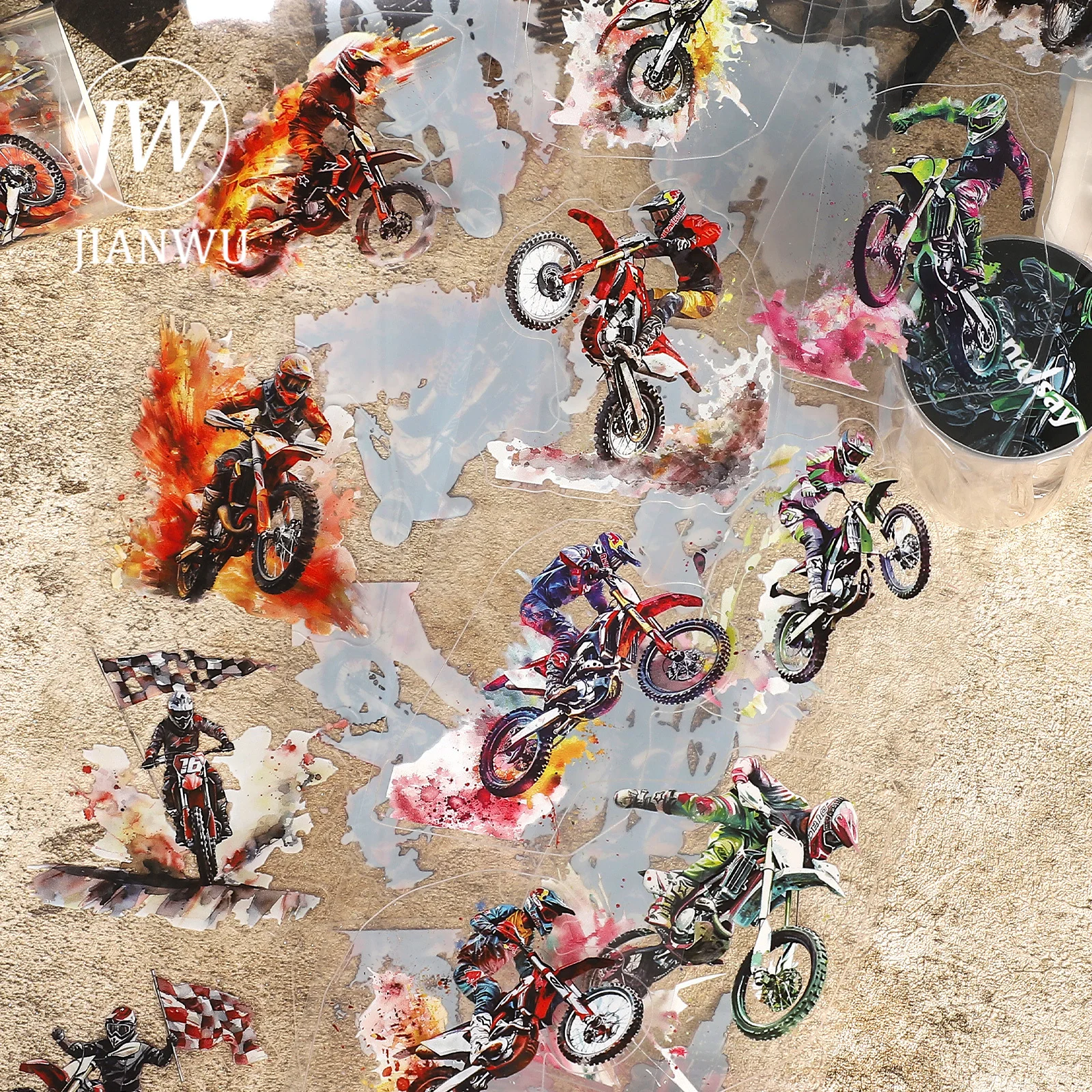 JIANWU 60 مللي متر * 200 سنتيمتر خمر موتوكروس شخصية المشهد المواد الكولاج PET الشريط الإبداعية مجلة بها بنفسك مجلة القرطاسية #2