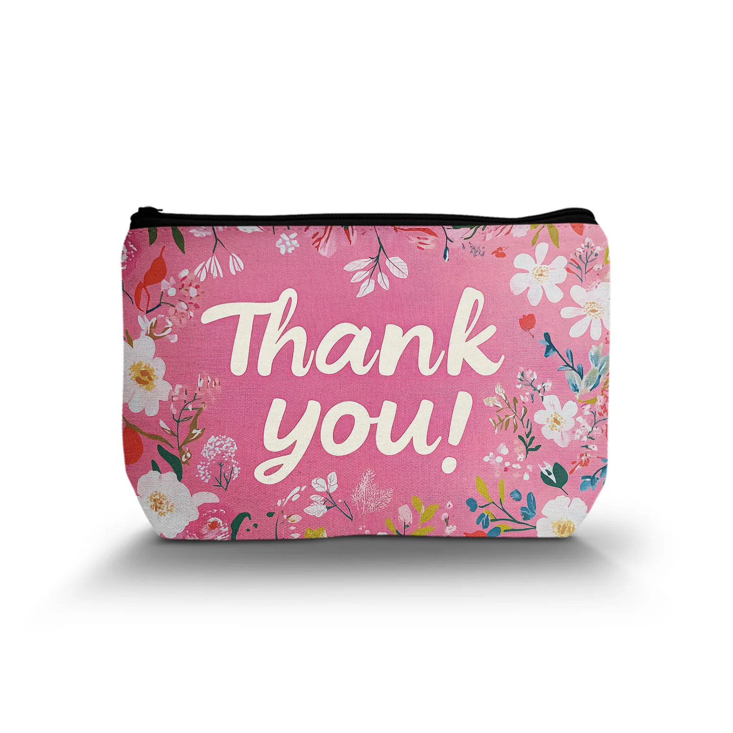 1Pc Pink Thank You Makeup Bag Mother Day Cosmetic Bag For Women Portable Travel Toiletry Pouch Organizer 8.66X5.51Inch