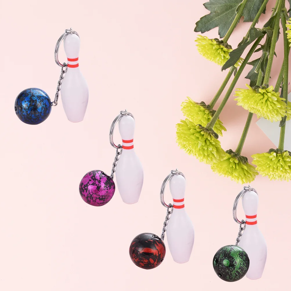 4pcs Mini Bowling Keychain Creative PVC Keyring Decoration Gift Hanging Ornament Keychain pendant keychain