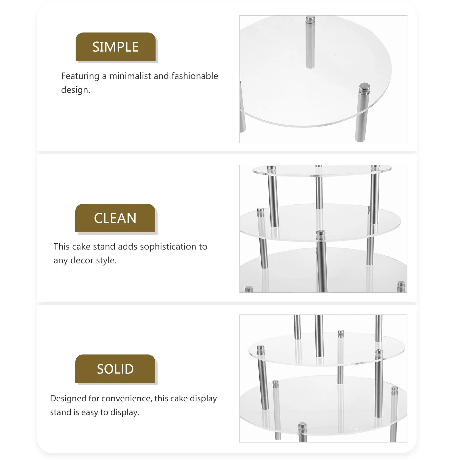 

3-х уровневая акриловая многослойная подставка для десерта для декора свадебной вечеринки, прозрачная штабелируемая подставка для кексов, бытовой торт