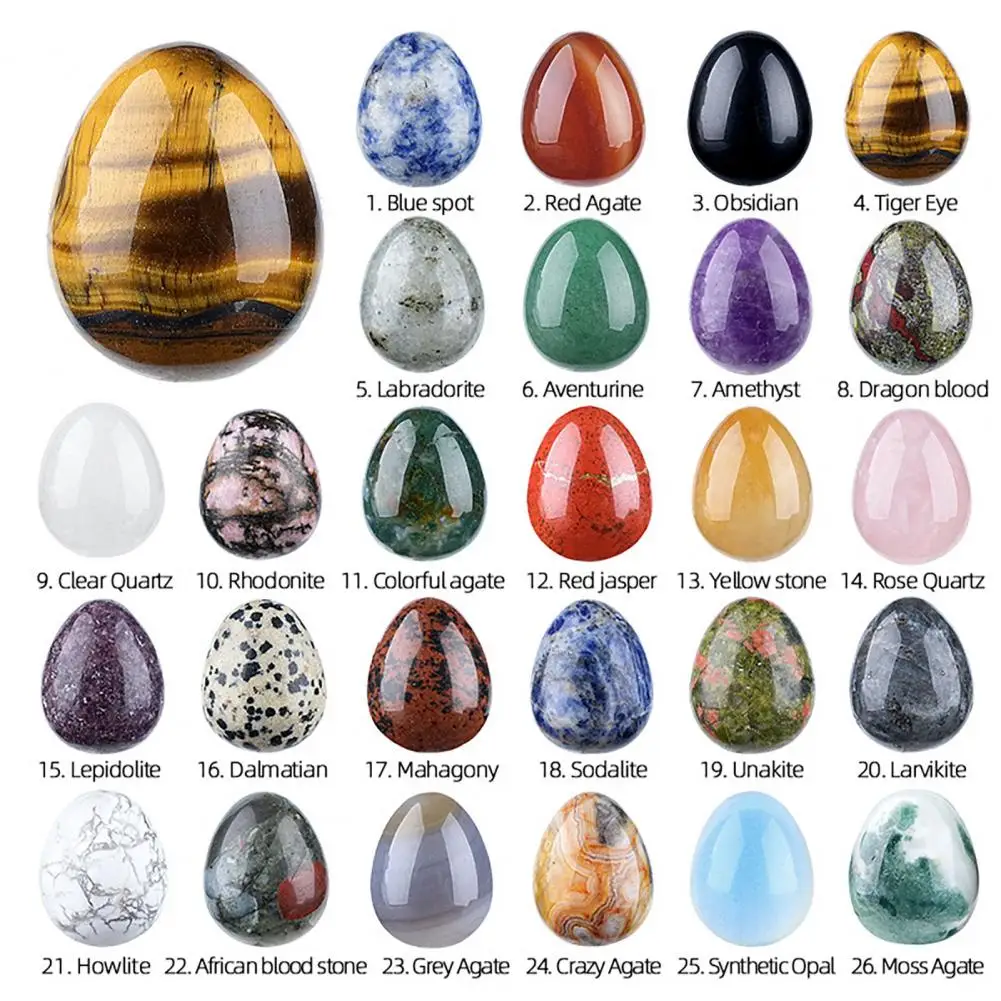 Healing Ornaments Micro Landscape Ornaments Polished Natural Stone Egg Ornaments Colorful Easter Table Decorations for Spring