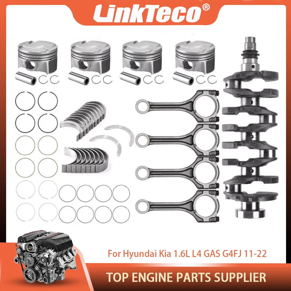 Engine Parts Crankshaft Connecting Rod Bearings Set Piston & Ring Kit Fit 1.6L L4 GAS G4FJ for Hyundai i30 Kia Ceed 1.6L 11-22