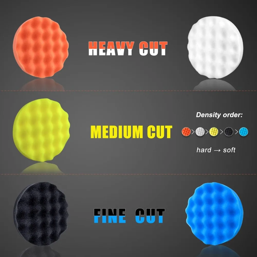 6 Inch Car Polishing & Buffing Sponge Pads Kit Wool Bonnet Pads for Household Electric Drill and Auto Polisher with 8mm M14 Drill Adapter for Washing Cleaning Waxing Dusting, 11PCS view 2