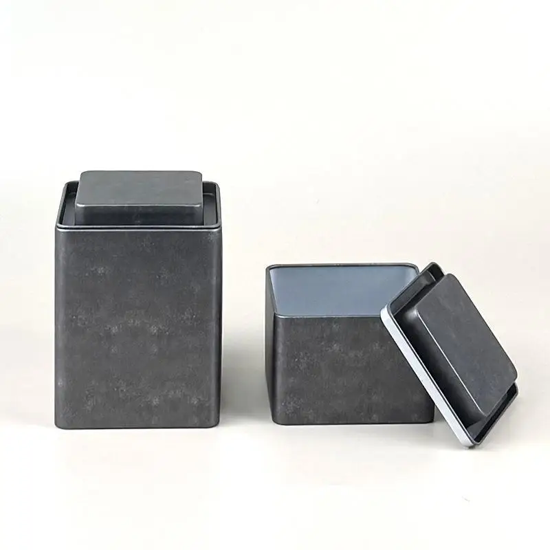 Airtight Metal Tea Canister Retro Square Tin Box With Lid Food Storage Container For Candy Small Goods