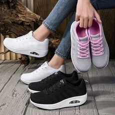 

Women's Platform Mesh Breathable Sneakers Womens Spring New Casual Wedge Basket Shoes Tennis Female Thick Woman FourTrainers