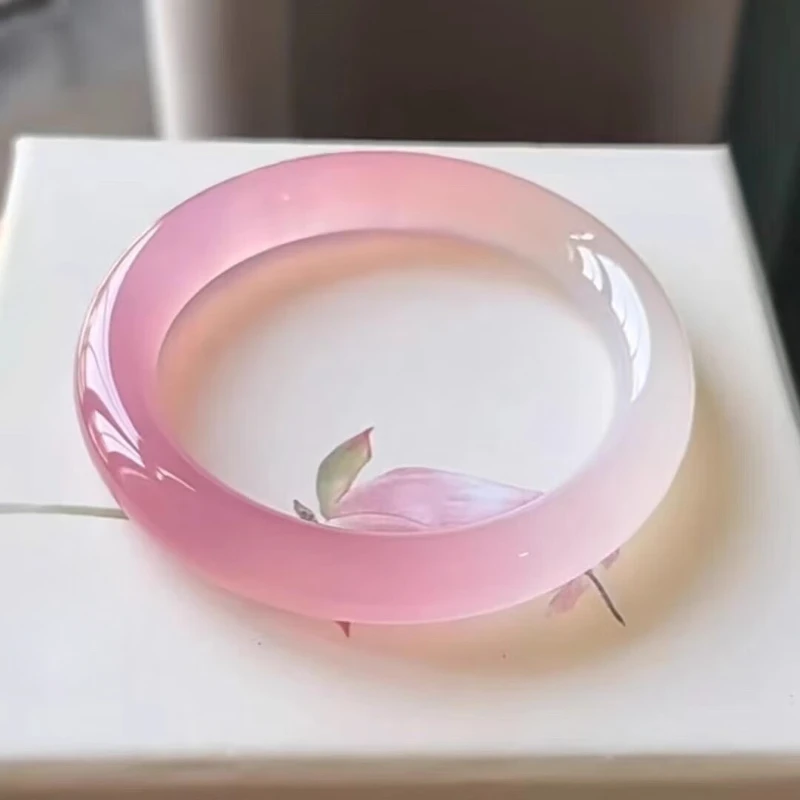 

Tulip Pink Peach Bracelet Women's Flat Strip High Ice Transparent Beauty Bracelet