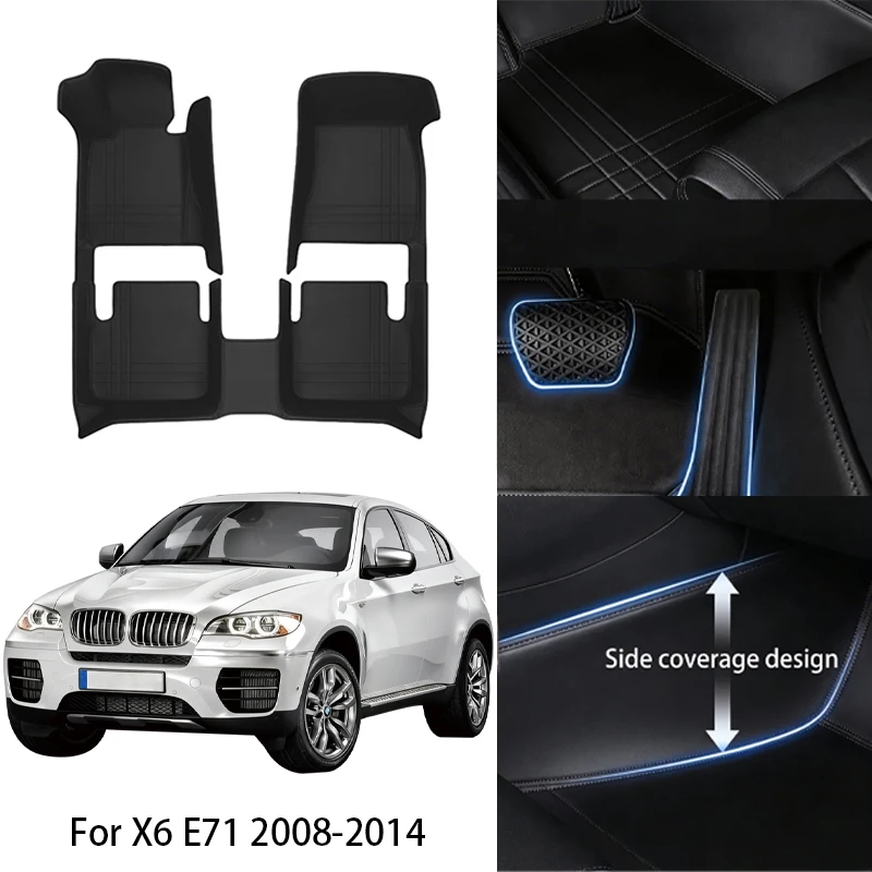 

Коврики для автомобиля из искусственной кожи PU, идеально подходящие для BMW X6 E71 F16 G06 2008, 2013, 2018, 2023, роскошный полный комплект, аксессуары для интерьера автомобиля.