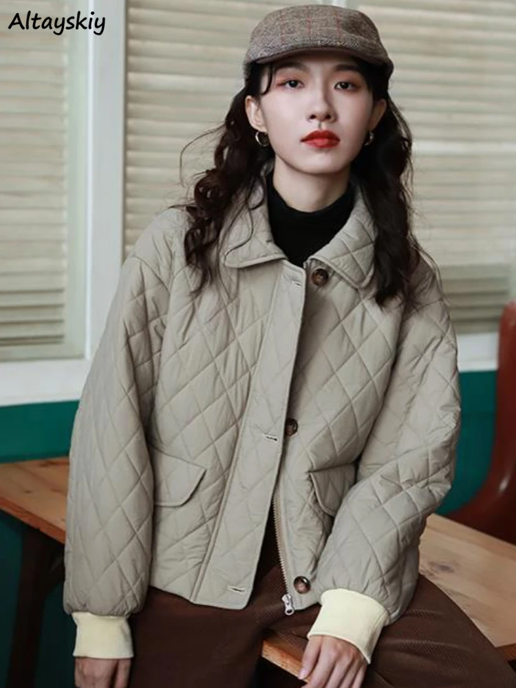 

Casual Parkas Women Vintage Personal Elegant Clothing Basic Ulzzang Warm Outwear Zip-up Fashion Harajuku Daily Females Autumn