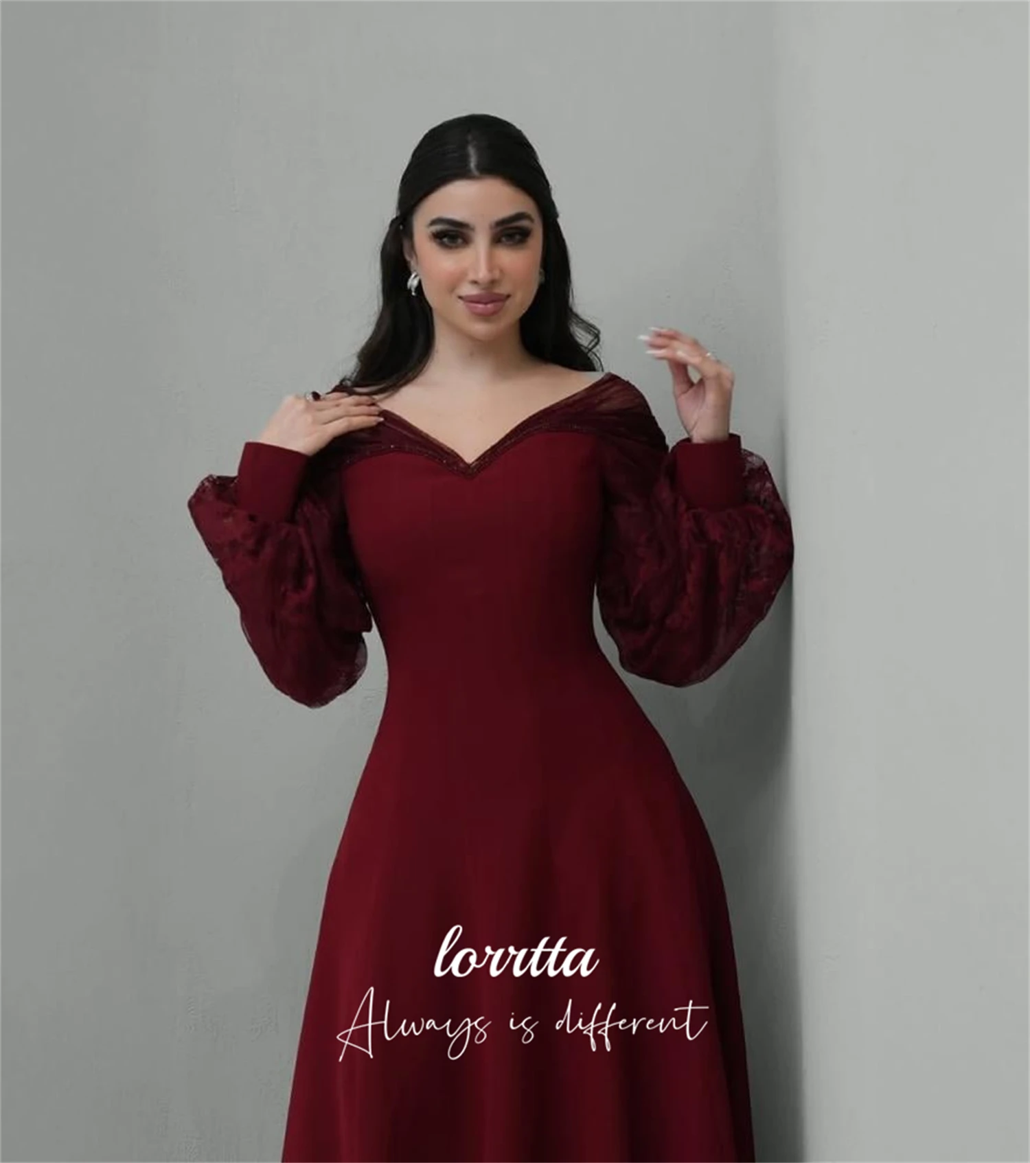 Lorrtta vestido de fiesta personalizado vestidos de cumpleaños de lujo 2025 vestido de invitados de boda mujer Grace Claret vestidos de baile de manga larga graduación