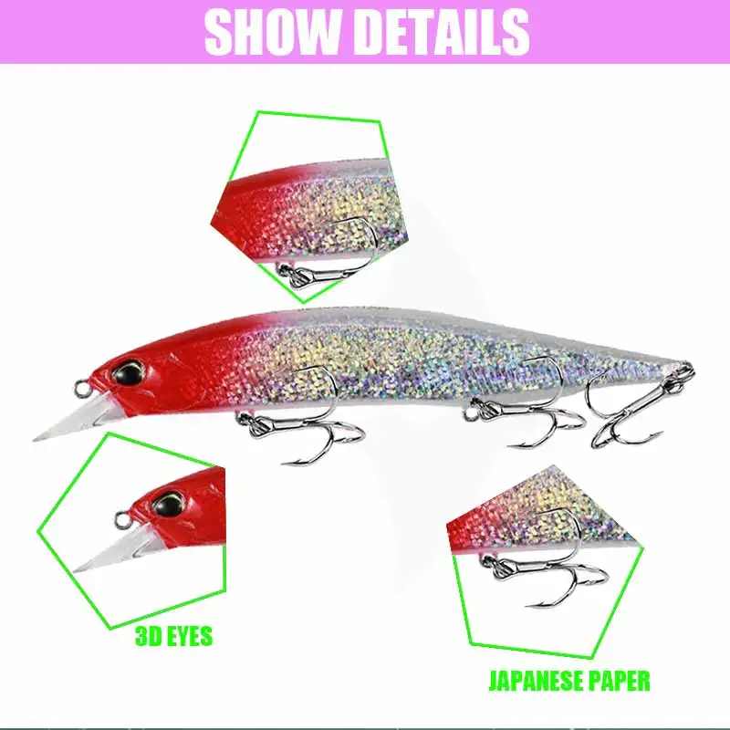 Fishing Accessories Lure Minnow 8g 17g Jerkbait Suspend Flotadores Wobblers Pesca Leurre Brochet  Fish Isca Artificial Equipment