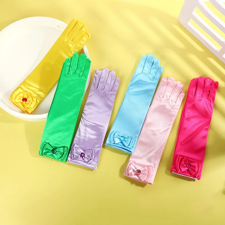 

Аксессуары для одежды принцессы для девочек, одинаковые аксессуары для одежды Эльзы, ледяные и снежные перчатки с фантазийным бантом, модные рукава принцессы с сказочным принтом