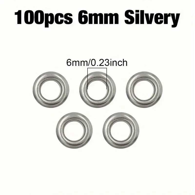 100 قطعة مجموعة حلقات ثقوب من الفولاذ المقاوم للصدأ M4-M14 فضية مع حلقة غسالة، لأحذية إصلاح الحرف الجلدية #5