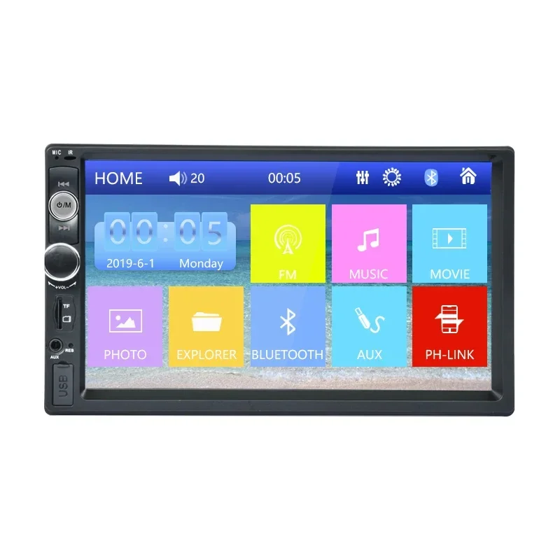 

7010B autoradio 2 din 7 inch LCD Touch screen car radio player auto audio BT multiple Languages support Rear View Camera