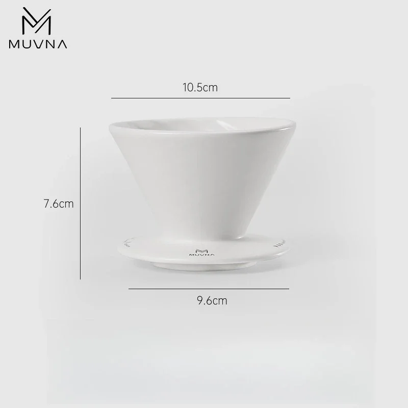 MUVNA Keramische Koffietrechter Dripper Pour Over V-vormige Koffiefilter Brouwbeker 1-2 Kopjes Koffiezetgereedschap voor Thuis en Keuken