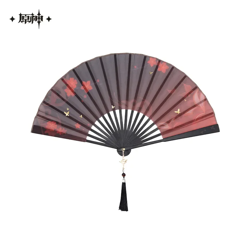 [Genuine] GenshinImpact HuTao New Fashion Theme Impression Series Folding Fan Anime Cosplay Series Decorations Accessories