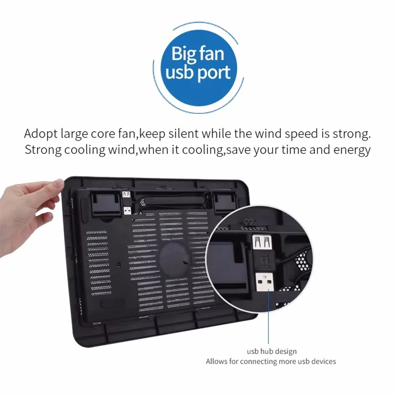 Strong Winds Mute Laptop Cooling Base Universal Tablets Laptop Cooling Pad 14 Inch Large Fan Radiator Laptop Stand Notebook