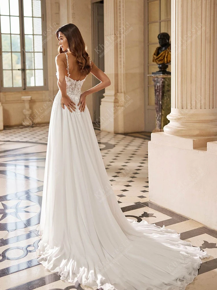 ヴィンテージウェディングドレス優雅なブライダルドレスレースアップリケノースリーブバックレスローブかわいい Vestidos デノビアカスタマイズ 2025